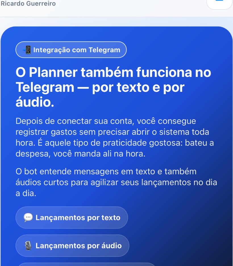 Print do Clowdete com integração via Telegram